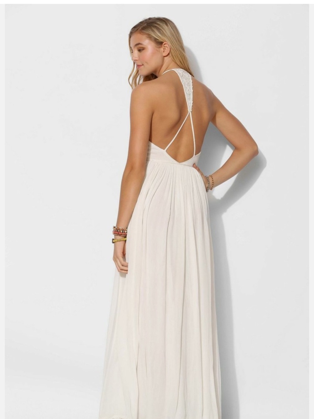 Kimchi Blue Cream Lace- Boho Maxi Dress crochet vintage